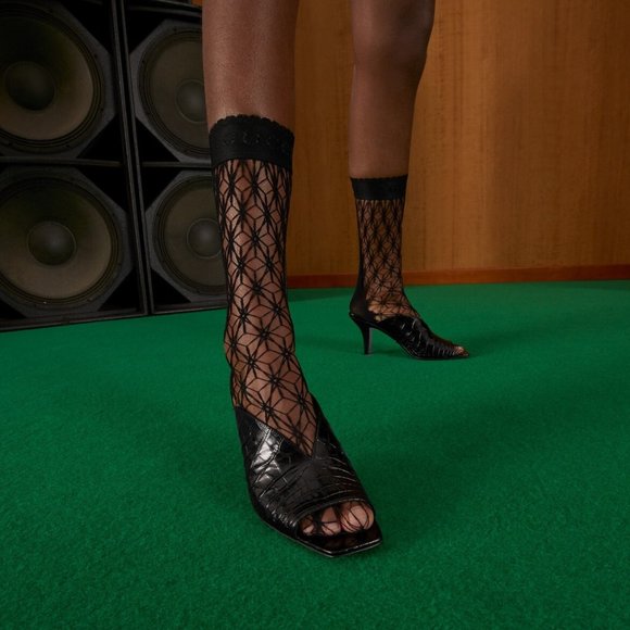 GUCCI SHOES BLACK CROCODILE PRINT SLINGBACK SANDALS OPEN TOE sz IT 38 US 8 - Picture 2 of 16
